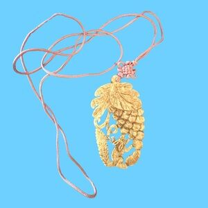 Charming Wood Carved Squirrel Necklace 30”